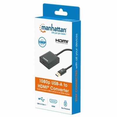 Manhattan USB 3.2 Gen 1 (USB 3.0) Adapter [1x USB 3.2 Gen 1 stekker A (USB 3.0) - 1x HDMI-bus] 153690 15 cm
