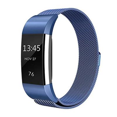 By Qubix - Compatible met Fitbit Charge 2 milanese bandje - Maat: Large - Blauw - Compatible fitbit bandje