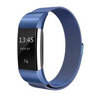 By Qubix - Compatible met Fitbit Charge 2 milanese bandje - Maat: Large - Blauw - Compatible fitbit bandje - thumbnail