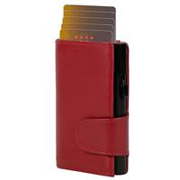 Juscha JU-961203 Pasjeshouder Clicksafe RFID Nappaleer RO/ZW 8 Pasjes Met Opbergvak Voor Muntgeld - thumbnail