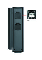 Lucide POWERPOINT - Buitenstopcontact zuil - Stopcontacten met randaarde - Type F - EUR/RUS standaard - Ø 10 cm - IP44 ? Antraciet - thumbnail