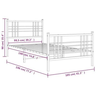 Bedframe met hoofd- en voeteneinde metaal zwart 100x190 cm
