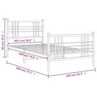 Bedframe met hoofd- en voeteneinde metaal zwart 100x190 cm - thumbnail