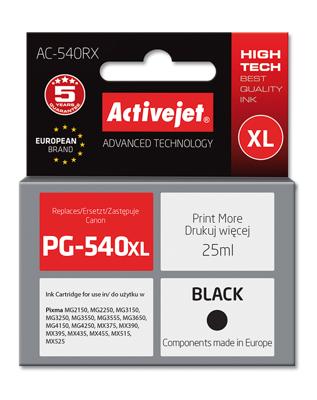 Activejet AC-540RX inkt (ter vervanging van Canon PG-540XL; Premium; 25 ml; zwart)