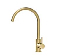 Keukenmengkraan Hotbath Cobber 1-hendel 36 cm Draaibare Uitloop Geborsteld Messing PVD - thumbnail