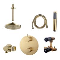 Wiesbaden Inbouw Regendouche Set Caral Rond Plafonduitloop Geborsteld Messing Goud PVD Coating - thumbnail
