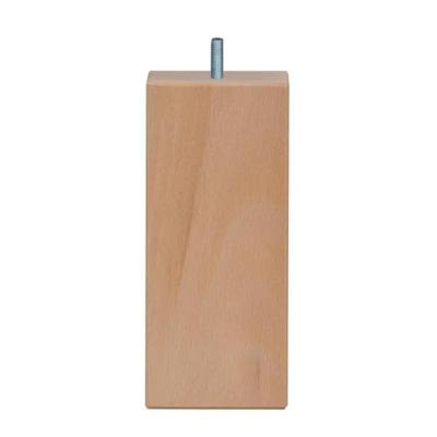 Meubelpoot vierkant 7 bij 7 cm en hoogte 16 cm van massief hout (M8)
