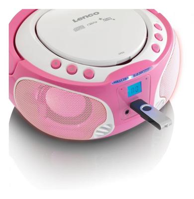 Draagbare FM Radio CD/MP3/USB Microfoon & Lichteffecten Roze Draagbare FM Radio CD/MP3/USB Microfoon & Lichteffecten Roze