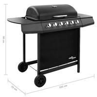 VidaXL Gasbarbecue met 6 branders zwart - thumbnail