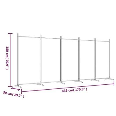 Kamerscherm met 5 panelen 433x180 cm stof wit - thumbnail