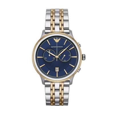 Emporio Emporio Armani AR1847 Alpha Klassiek marineblauw tweekleurig chronograafhorloge met wijzerplaat Emporio Emporio Armani AR1847 Alpha Klassiek marineblauw tweekleurig chronograafhorloge met wijzerplaat