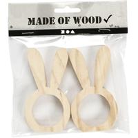 Creotime servettenring hout 9,7 x 5,5 cm blank 2 stuks - thumbnail
