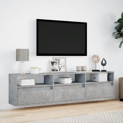 Tv-wandmeubel met LED-verlichting 180x31x45 cm betongrijs