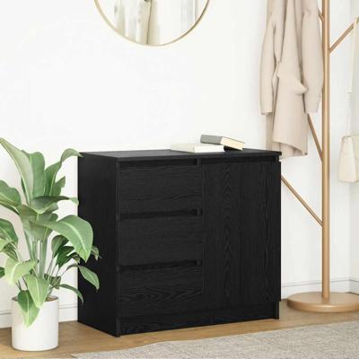 Dressoir met lade 71x35x65 cm spaanplaat zwart eikenkleurig