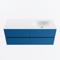 MONDIAZ VICA 120cm badmeubel onderkast Jeans 4 lades. Wastafel MOON rechts zonder kraangat, kleur Talc. - thumbnail