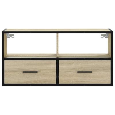 Tv-meubel 80x31x39,5 cm bewerkt hout metaal sonoma eikenkleurig Tv-meubel 80x31x39,5 cm bewerkt hout metaal sonoma eikenkleurig