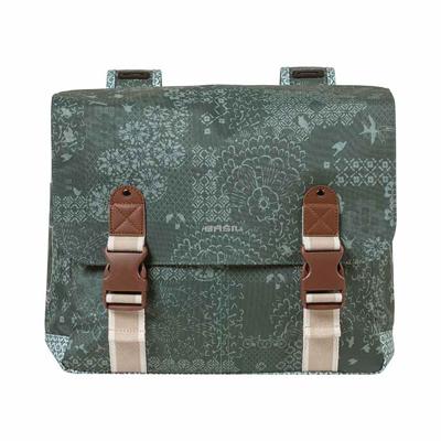 Basil bohème dubbele fietstas - waterafstotend - polyester - groen - 35l