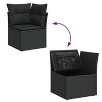 9-delige Loungeset met kussens poly rattan zwart - thumbnail