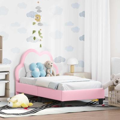 Peuterbedframe met hoofdbord met hoofdeinde Roze 70 x 140 cm PU Peuterbedframe met hoofdbord met hoofdeinde Roze 70 x 140 cm PU