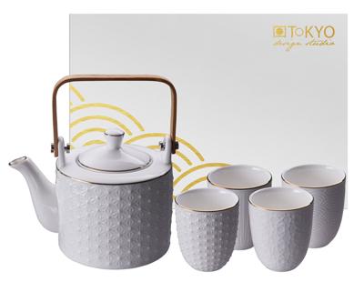 Theeset met Kopjes Wit/Goud - Tokyo Design Studio Nippon White - 5-Delig 800ml Theeset met Kopjes Wit/Goud - Tokyo Design Studio Nippon White - 5-Delig 800ml
