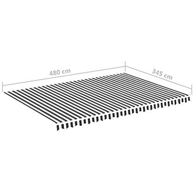 VidaXL Vervangingsdoek voor luifel 5x3,5 m antracietkleurig en wit