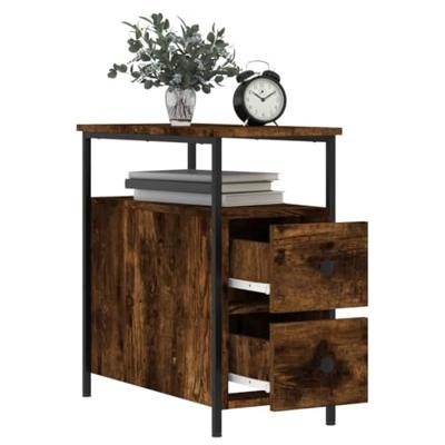 Nachtkastjes 2 st 30x60x60 cm bewerkt hout gerookt eikenkleurig Nachtkastjes 2 st 30x60x60 cm bewerkt hout gerookt eikenkleurig