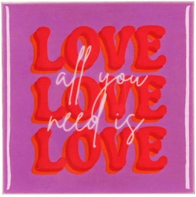 Plenty Gifts tegeltje keramiek all you need is love 10x10cm crème