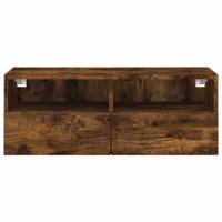 Tv-wandmeubel 80x30x30 cm bewerkt hout gerookt eikenkleurig - thumbnail