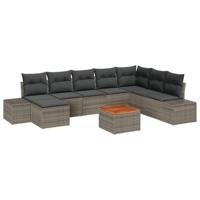 Tuinbankenset met kussen 9 pcs Grijs poly rattan - thumbnail