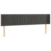 Hoofdbord met randen 203x16x78/88 cm fluweel donkergrijs - thumbnail