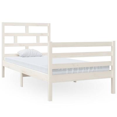 Bedframe massief grenenhout wit 90x200 cm