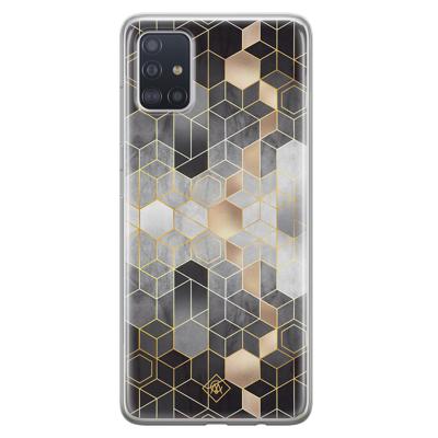 Samsung Galaxy A51 siliconen hoesje - Grey cubes Samsung Galaxy A51 siliconen hoesje - Grey cubes