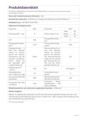 AEG FSE73407P Volledig geïntegreerde vaatwasser AEG FSE73407P Volledig geïntegreerde vaatwasser