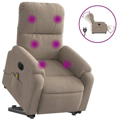Sta-op-massagestoel elektrisch verstelbaar microvezelstof taupe