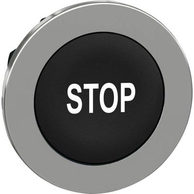 Schneider Electric ZB4FA234 ZB4FA234 Plat, Terugstelbaar (Ø) 30.5 mm STOP Chroom, Zwart 1 stuk(s)