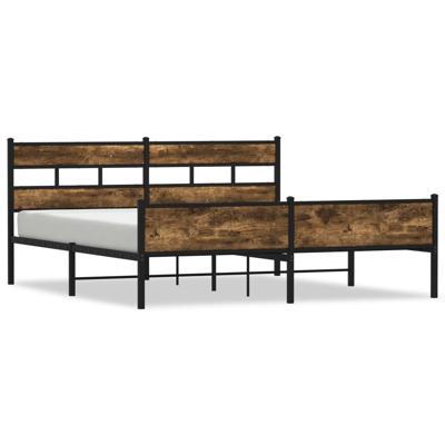 Bedframe zonder matras metaal gerookt eikenkleurig 193x203 cm - thumbnail