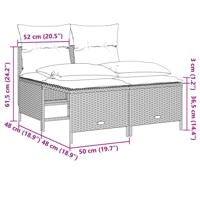 5-delige Loungeset met kussens poly rattan zwart - thumbnail
