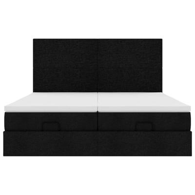 Ottoman bed met matrassen en LED's 180x200cm stof zwart