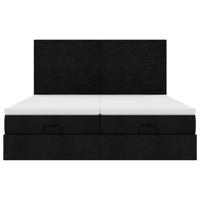 Ottoman bed met matrassen en LED's 180x200cm stof zwart - thumbnail