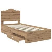 Bedframe met hoofdeinde Artisan Eiken 100 x 200 cm Bewerkt hout - thumbnail