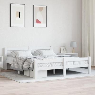 Bedframe massief grenenhout wit 160x200 cm