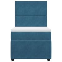 Boxspring met matras fluweel blauw 140x190 cm - thumbnail