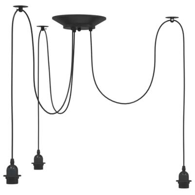 Hanglamp met 3 lamphouders E27 metaal zwart