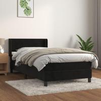 Boxspring met matras fluweel zwart 90x190 cm - thumbnail