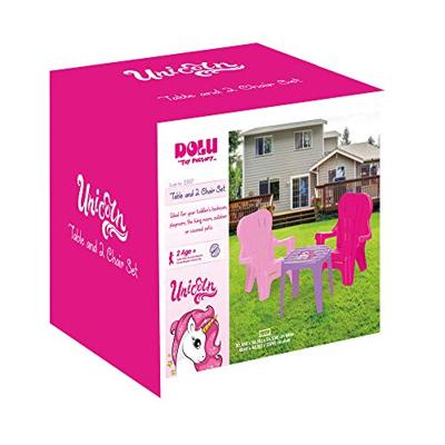 Dolu unicorn roze tafel met stoeltjes