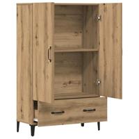 Hoge kast 70x31x115 cm bewerkt hout artisanaal eikenkleur - thumbnail