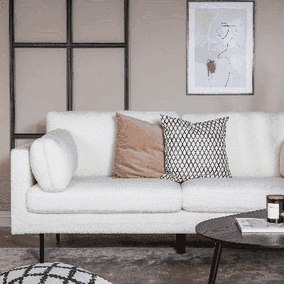 Nohr 3-zits Bank 'Tylan' Teddy, kleur Wit