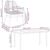 5-delige Tuinset poly rattan glas bruin - thumbnail
