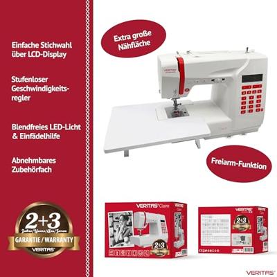 Veritas Naaimachine met vrije arm Claire Wit, Rood