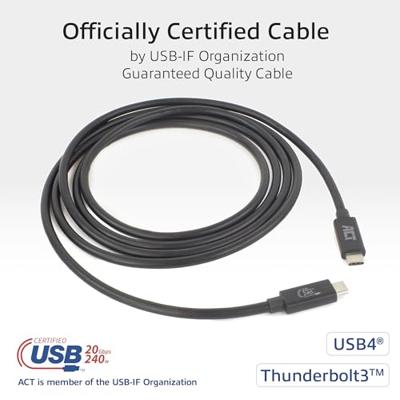 ACT USB4 20Gbps 240W USB Type-C 2m USB-IF gecertificeerd - thumbnail